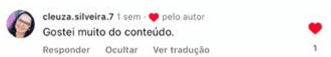 Depoimento de cleuza.silveira.7: Gostei muito do conteúdo.